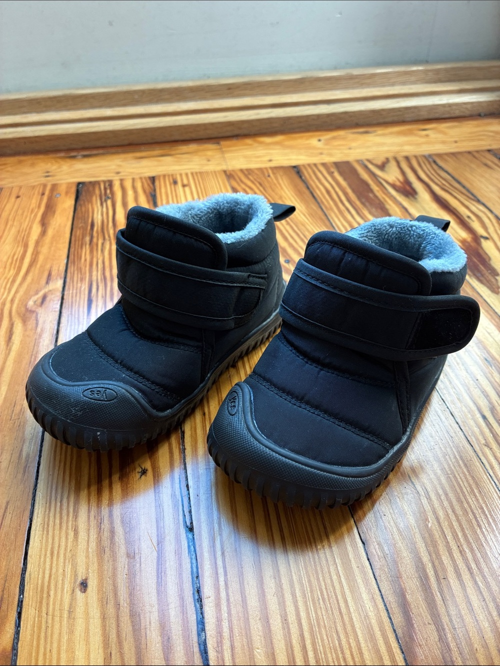 Kids Black Winter Booties with Plush Lining